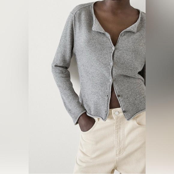 Massimo Dutti Sweaters - Massimo Dutti Wool Gray Rolled Edge cardigan xs